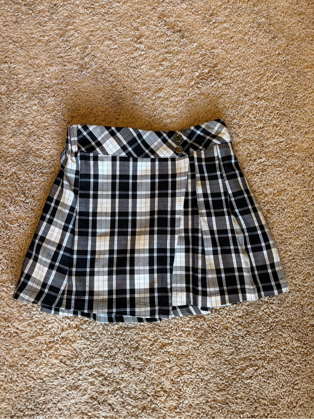 Kids Justice Black & White Plaid A-Line Mini Skort